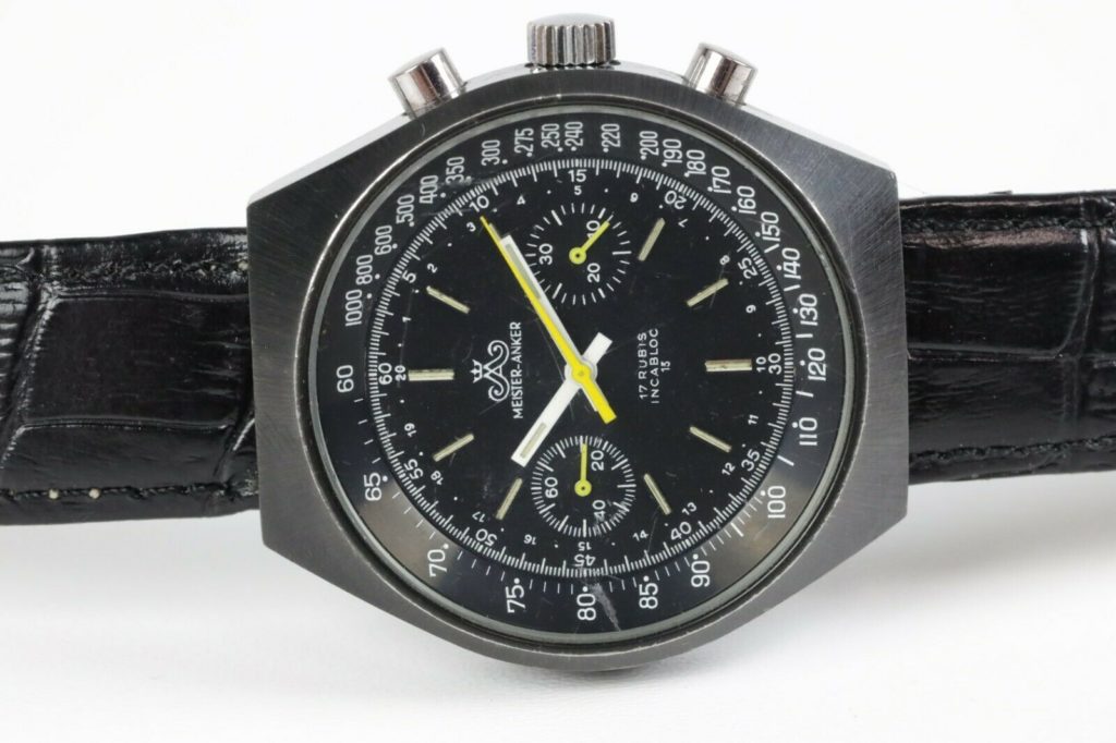 Pfandhaus VS 7733 Anker Armbanduhr PVD ETA | -verkauft- Valjoux Chronograph Meister Vintage
